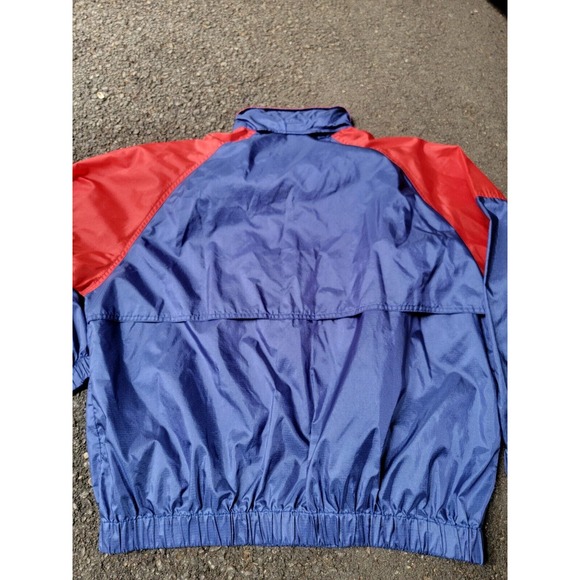 Vintage Puma Nylon Rain Jacket Mens XL Blue Red Hooded Vented Running 1/4 Zip - Picture 8 of 9